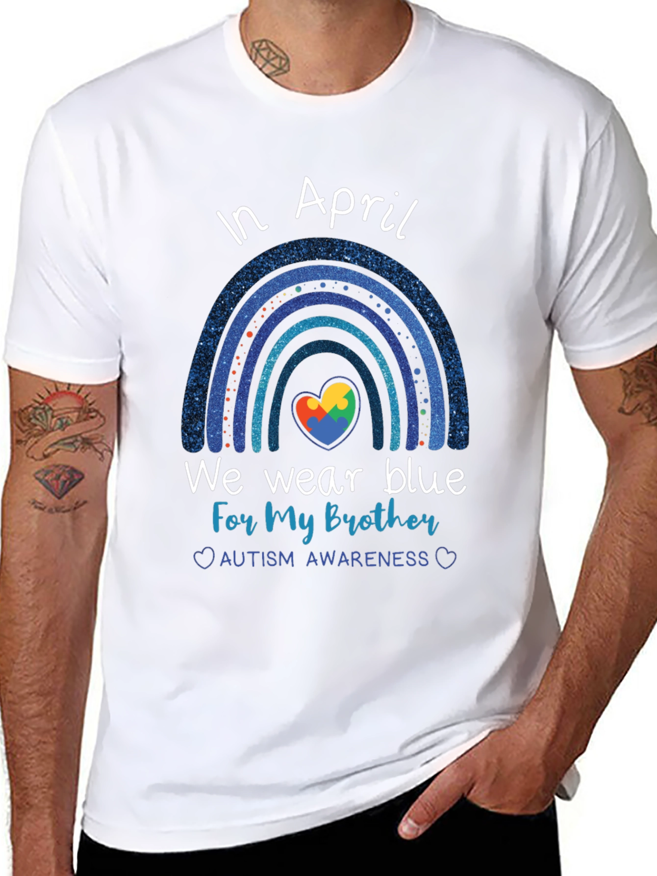 Autism Awareness Brother Blue Rainbow T-Shirt