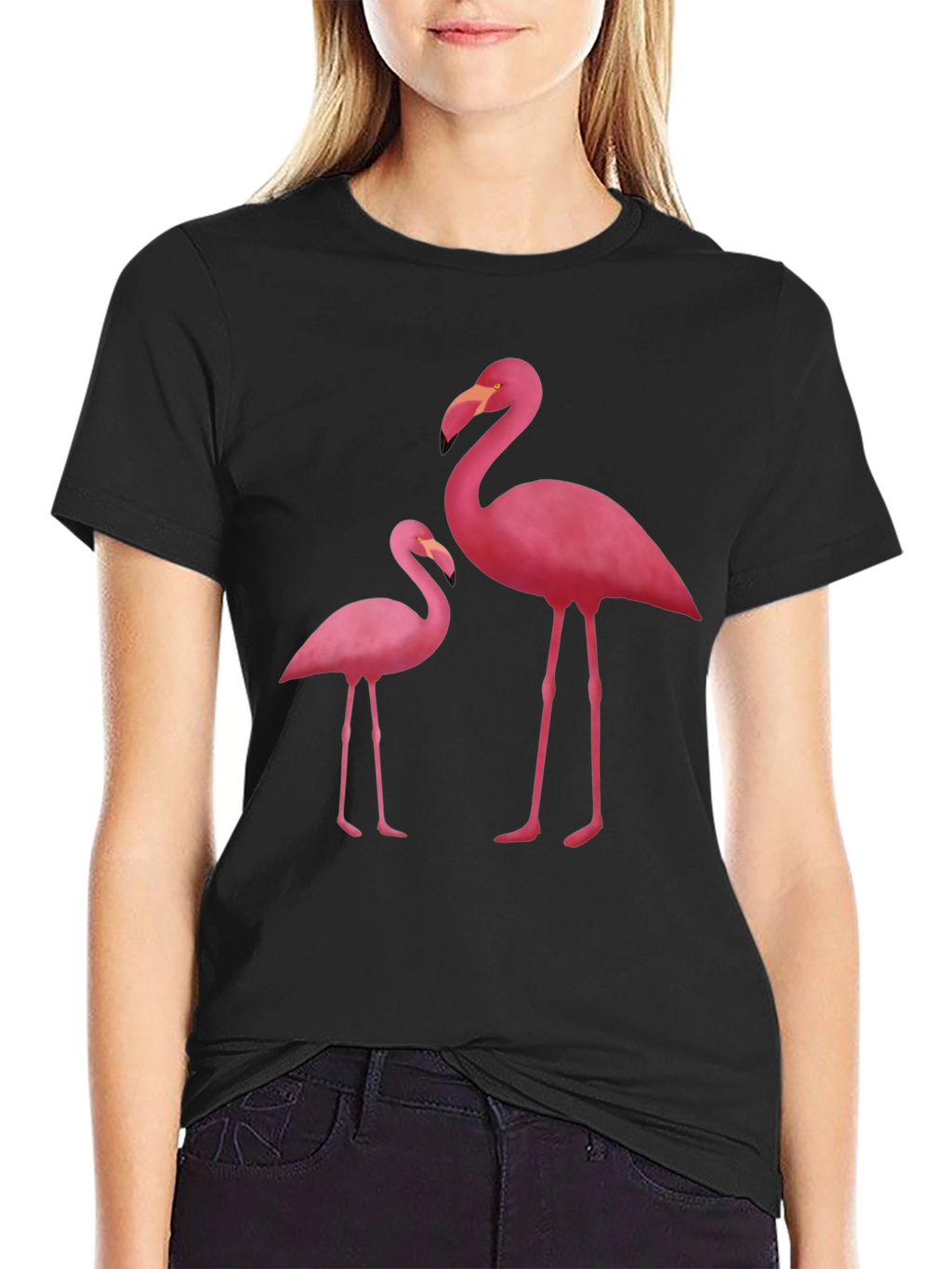 Flamingo Graphic Tee - Black Cotton Blend