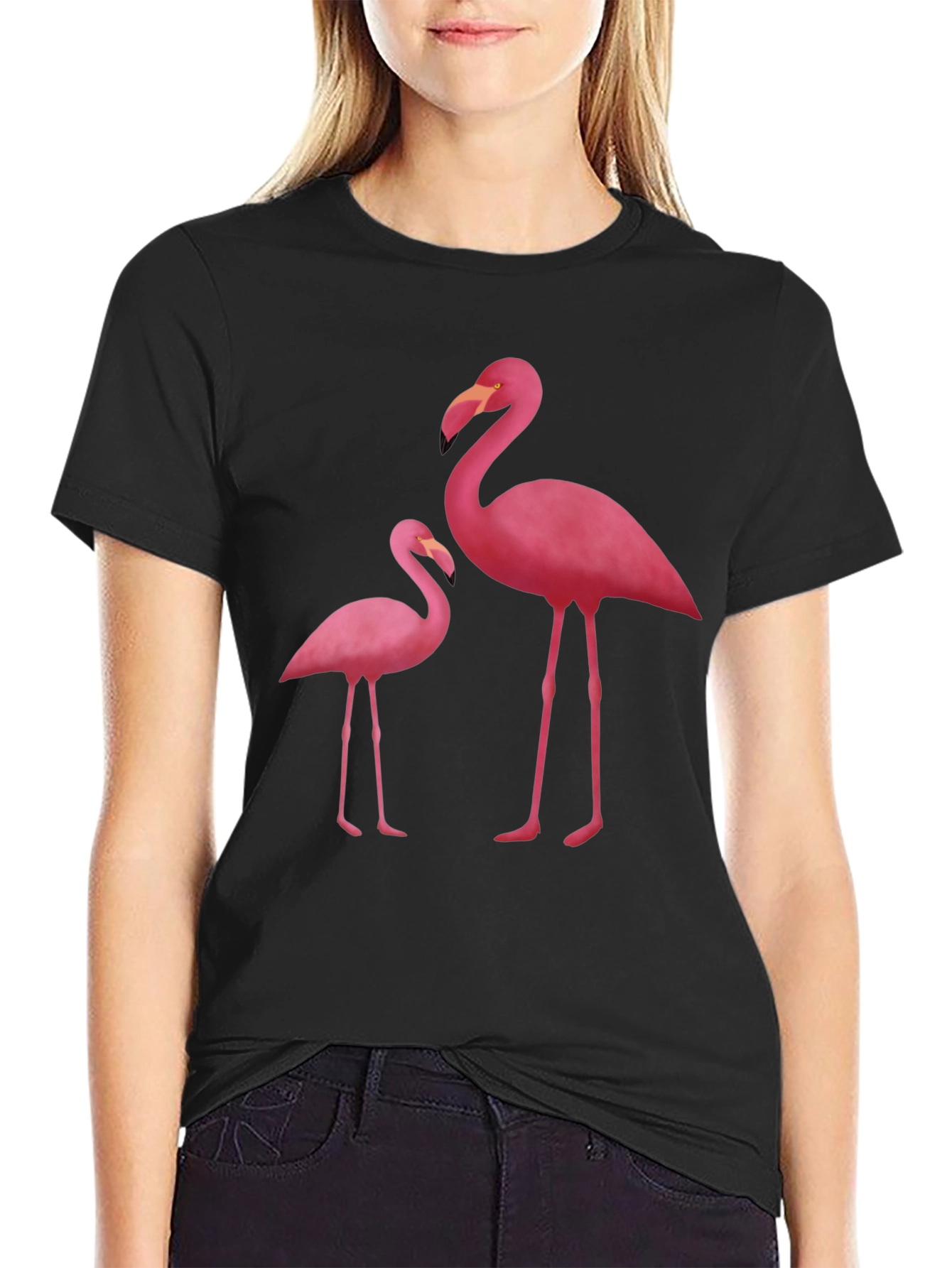 Flamingo Graphic Tee - Black Cotton Blend