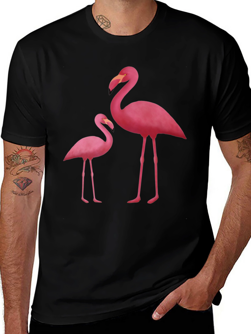 Flamingo Graphic Tee - Black Cotton Blend