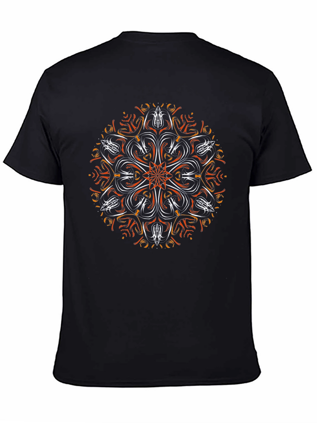 Abstract Mandala Graphic Tee - Black Cotton Blend