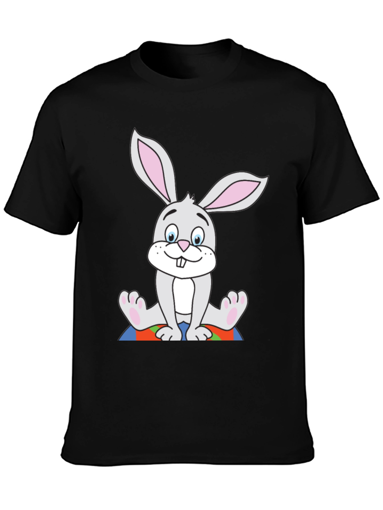 Cartoon Bunny Black T-Shirt
