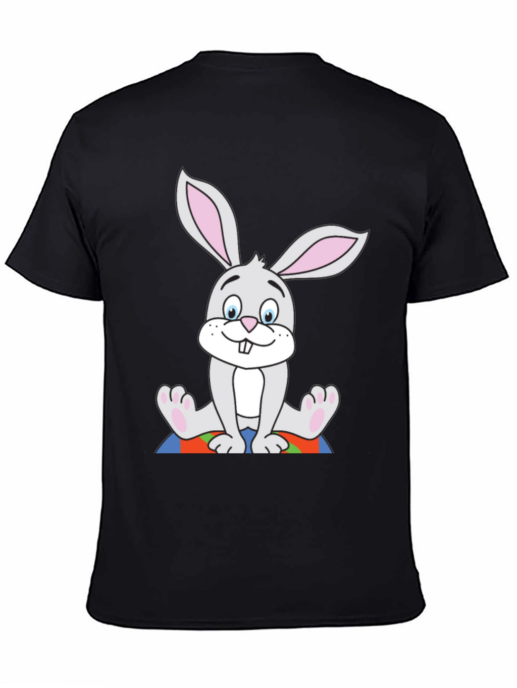 Cartoon Bunny Black T-Shirt