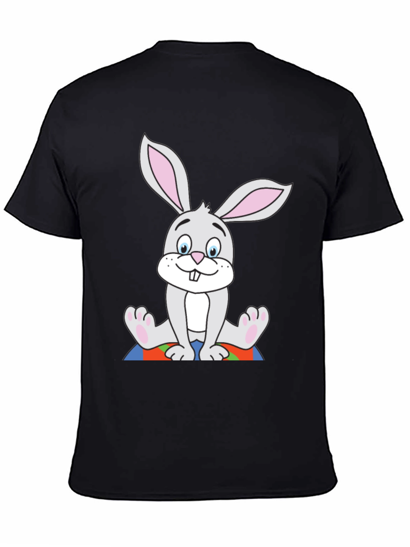 Cartoon Bunny Black T-Shirt