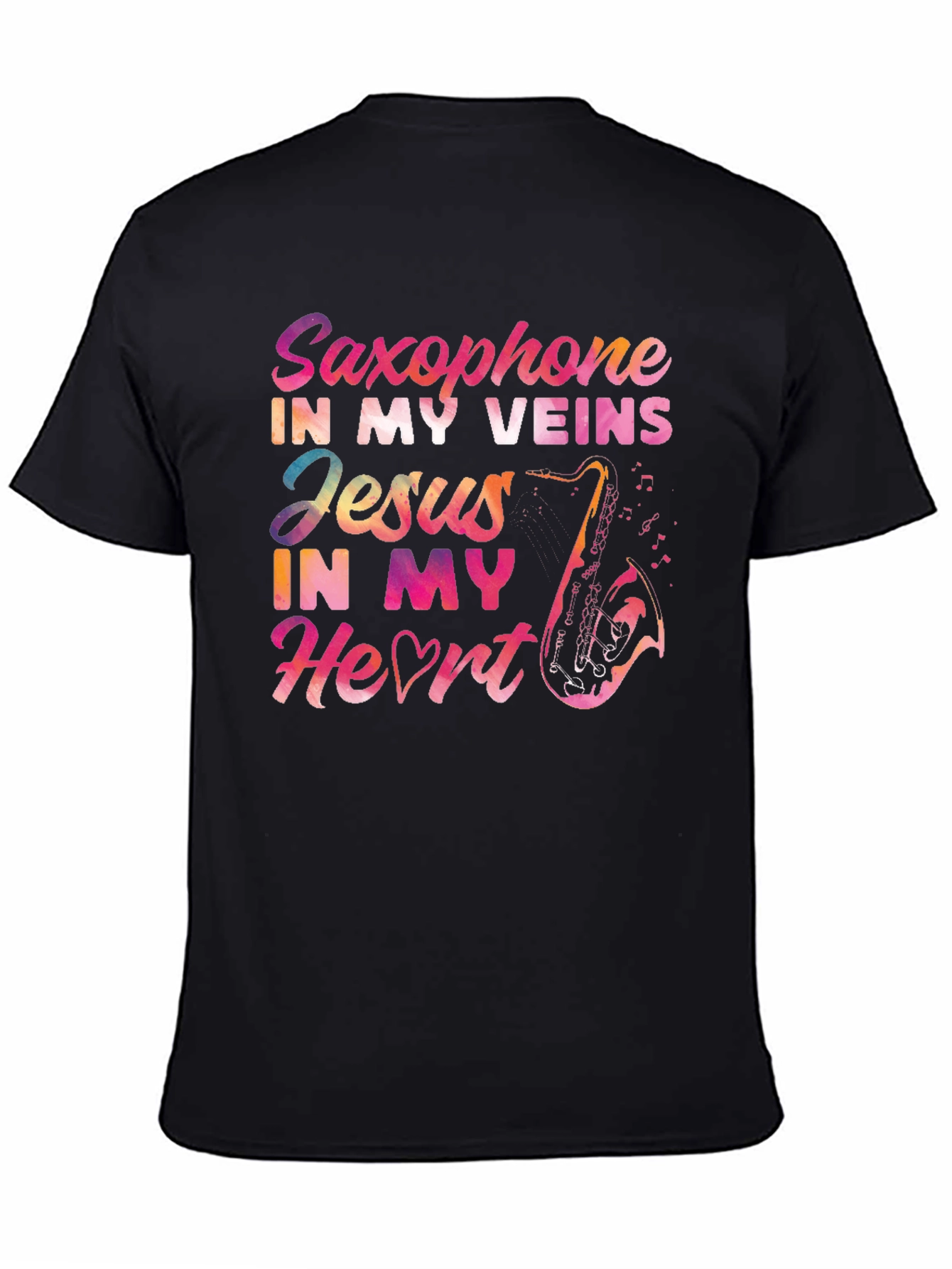Saxophone Jesus Heart T-Shirt - Musical Faith Tee