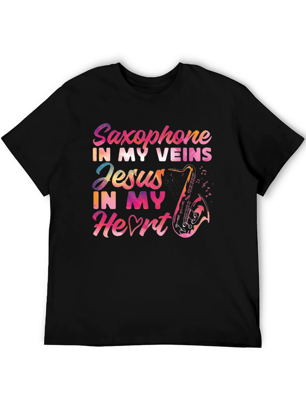 Saxophone Jesus Heart T-Shirt - Musical Faith Tee