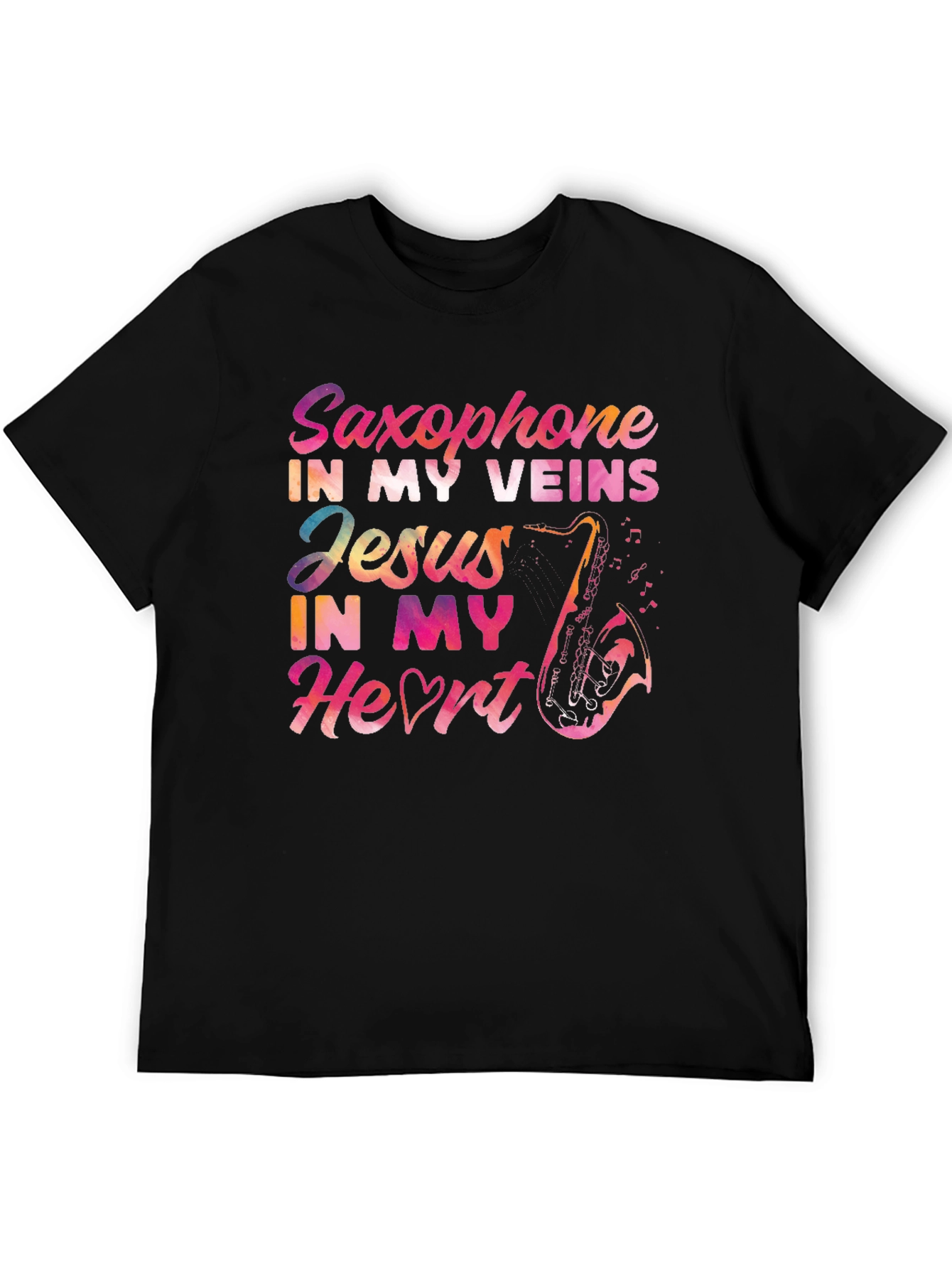 Saxophone Jesus Heart T-Shirt - Musical Faith Tee