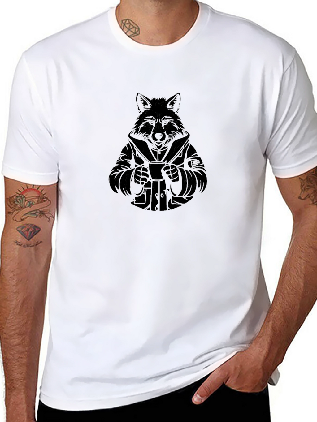 Stylish Black T-Shirt with Wolf Design