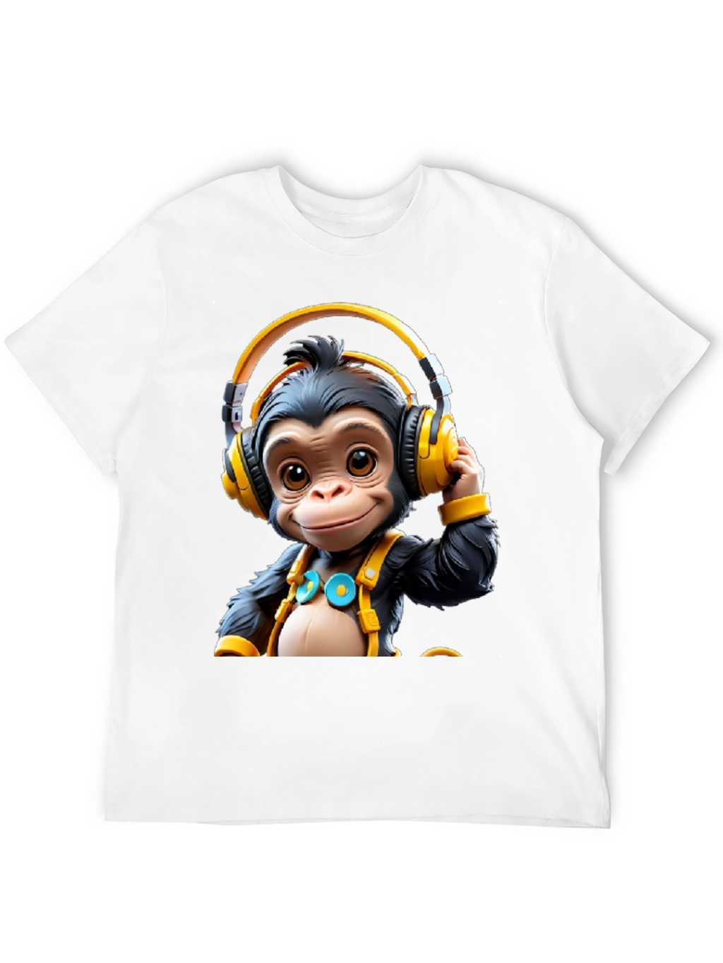 Monkey DJ Graphic Tee - Black Cotton T-Shirt