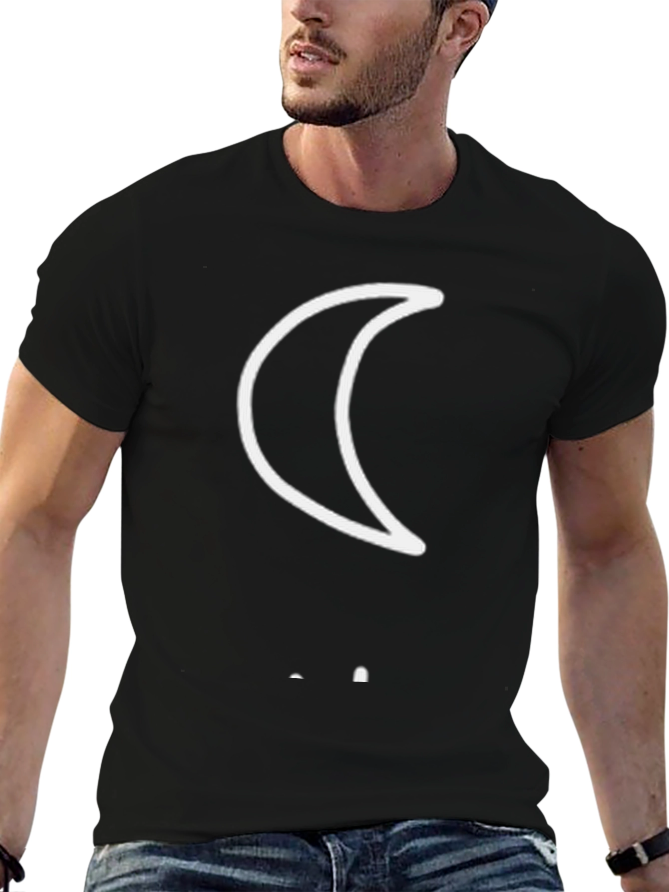 Crescent Moon Graphic Tee - Black Casual Shirt