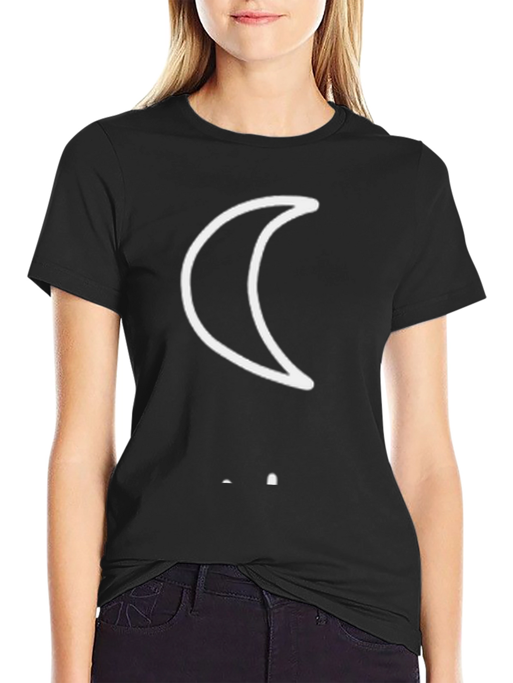 Crescent Moon Graphic Tee - Black Casual Shirt