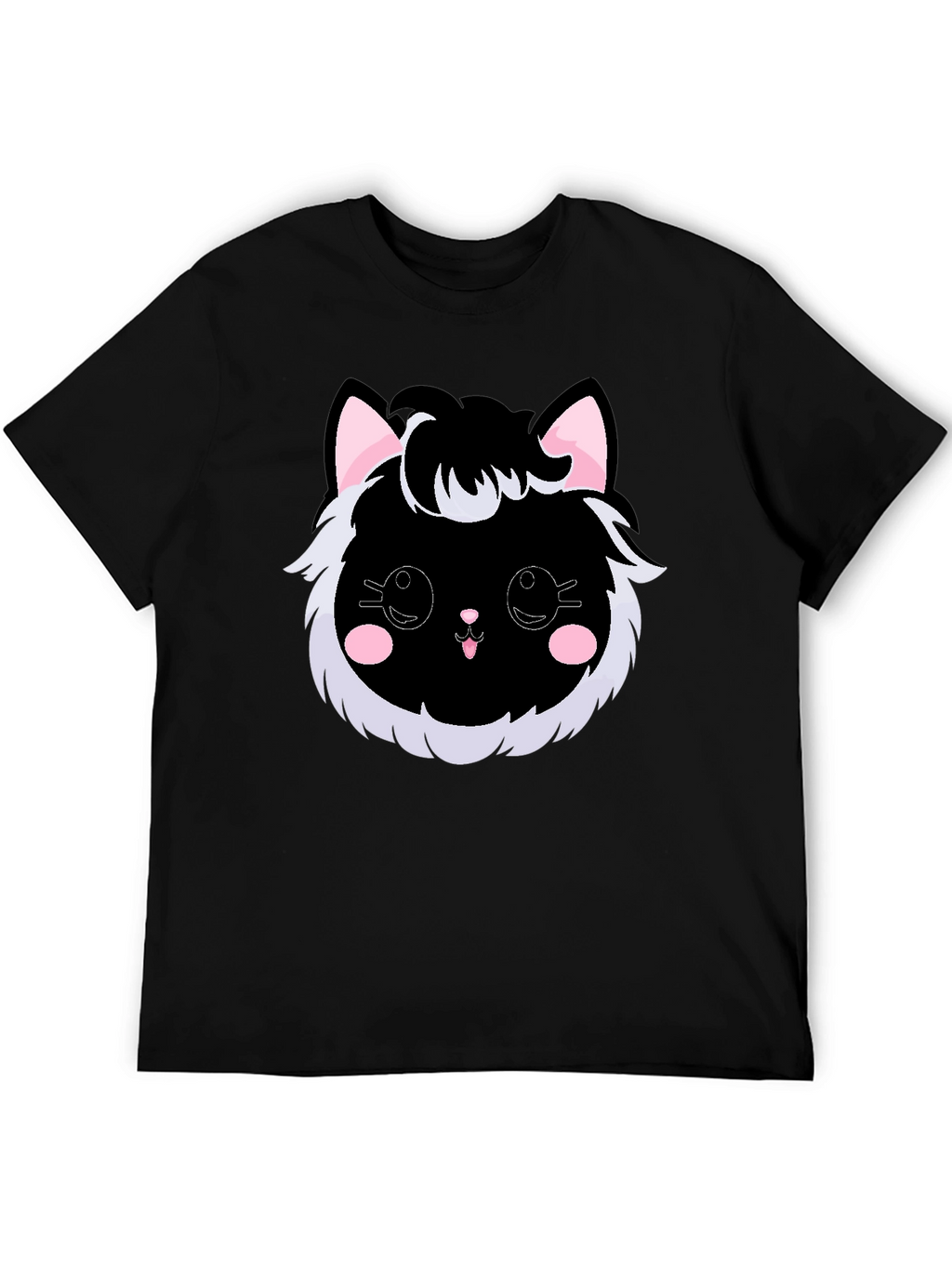 Cute Kawaii Black Cat Graphic Tee