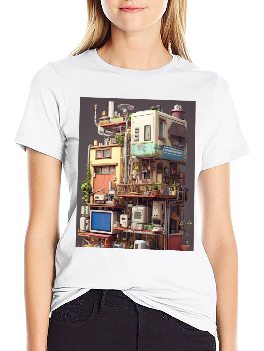 Retro Tech Building Graphic Tee