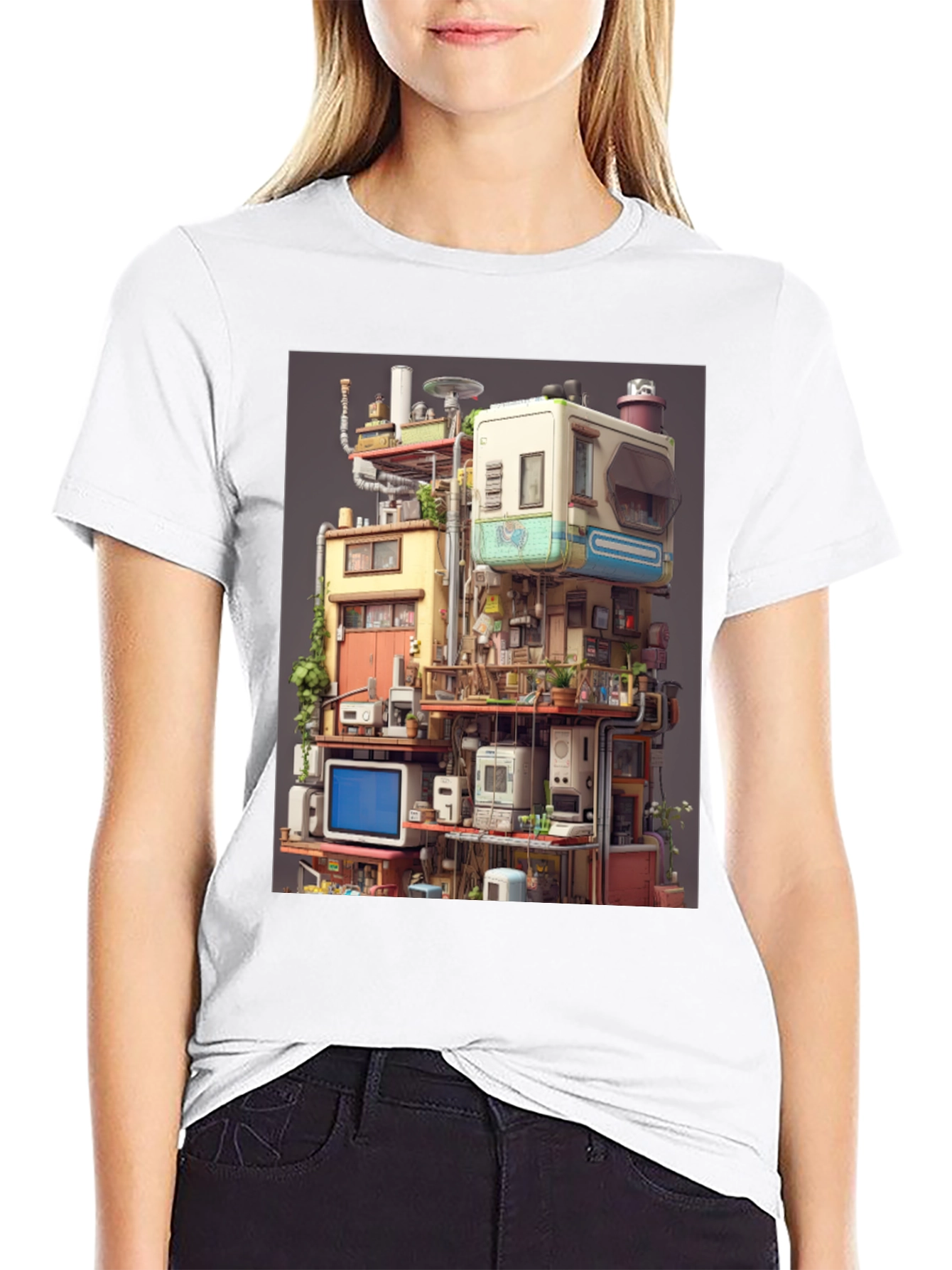 Retro Tech Building Graphic Tee
