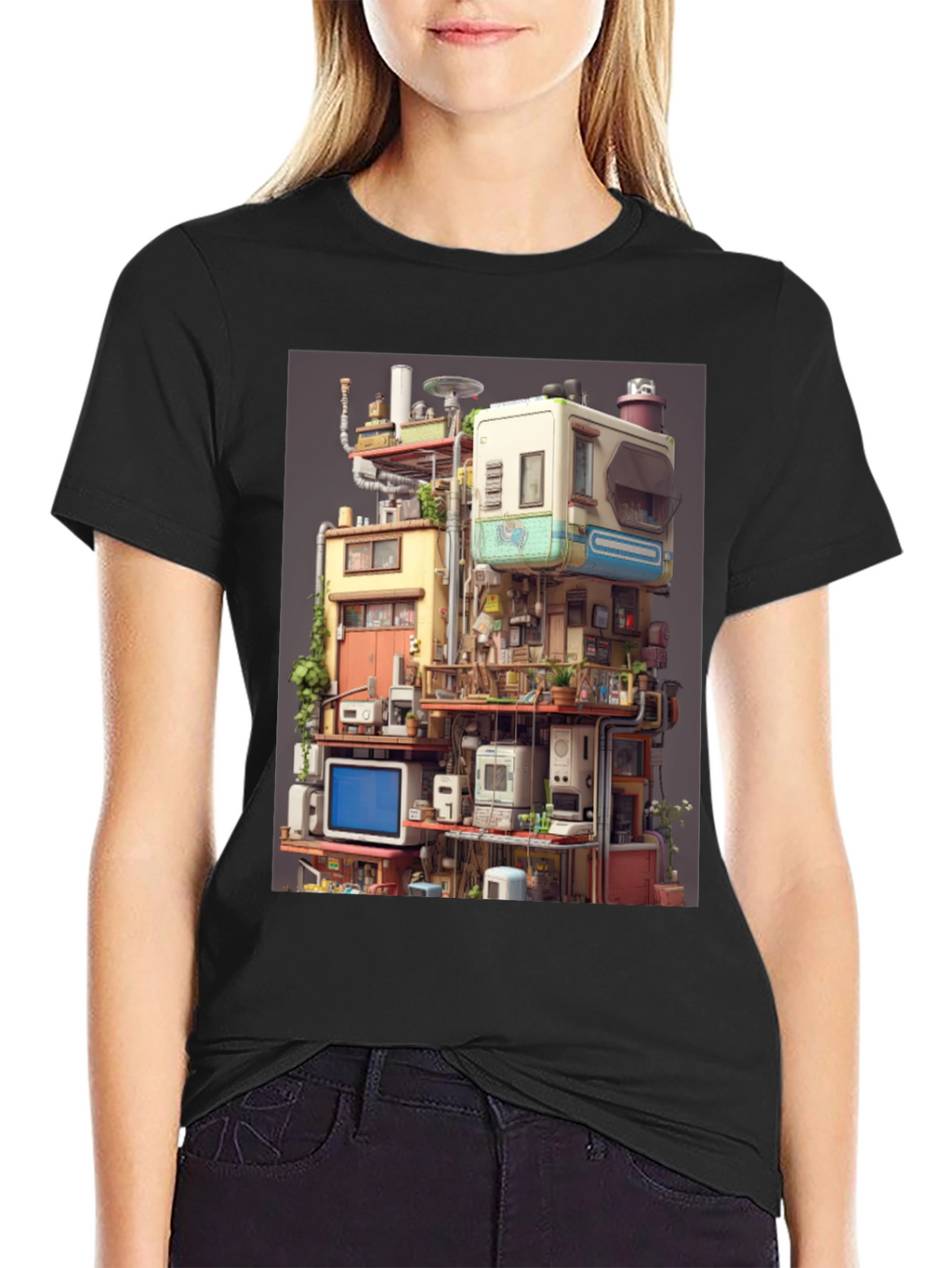 Retro Tech Building Graphic Tee