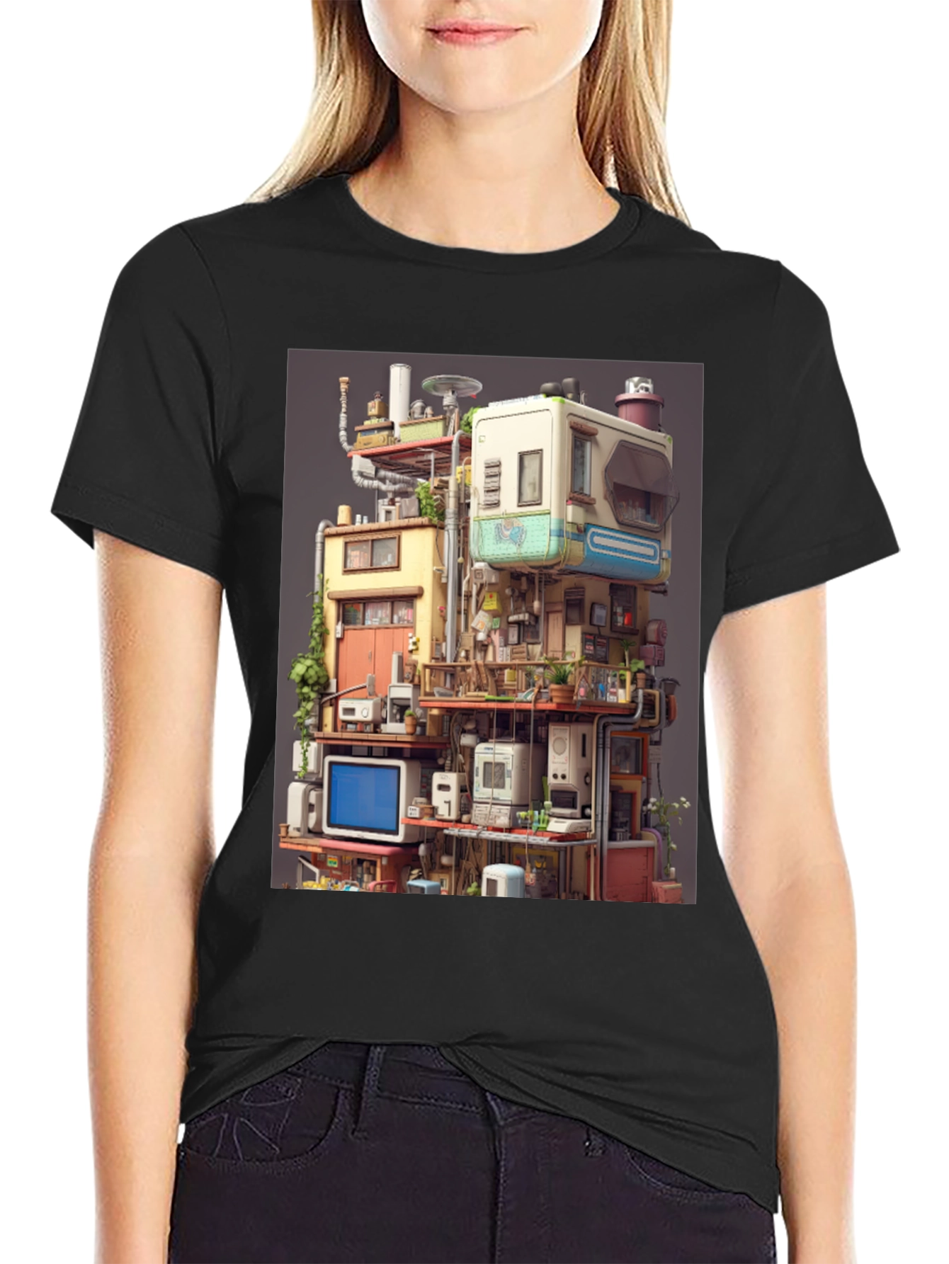 Retro Tech Building Graphic Tee