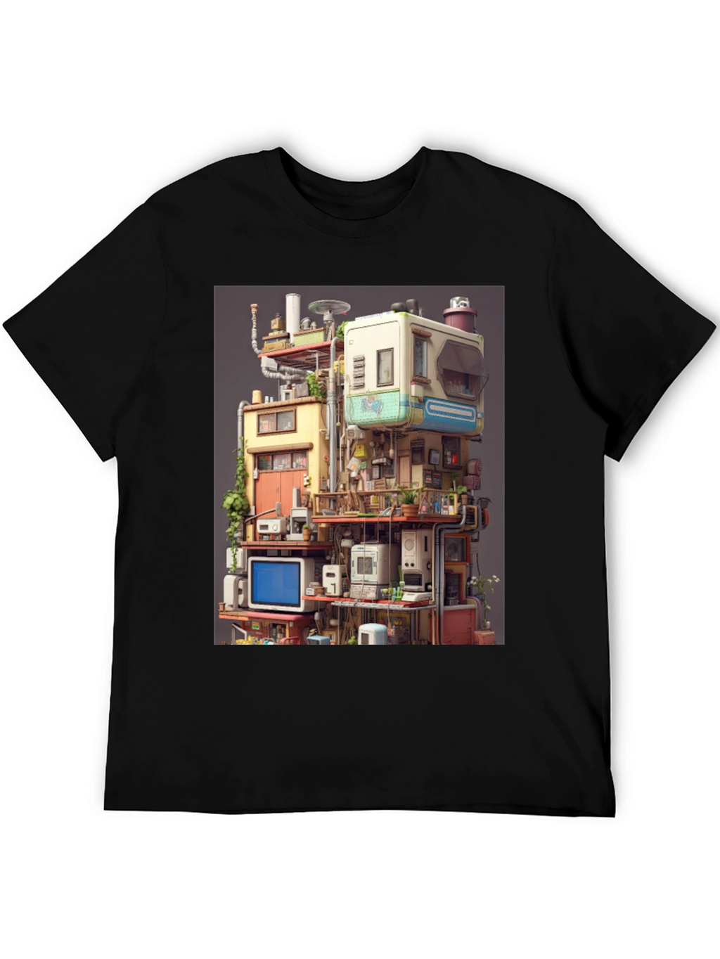 Retro Tech Building Graphic Tee