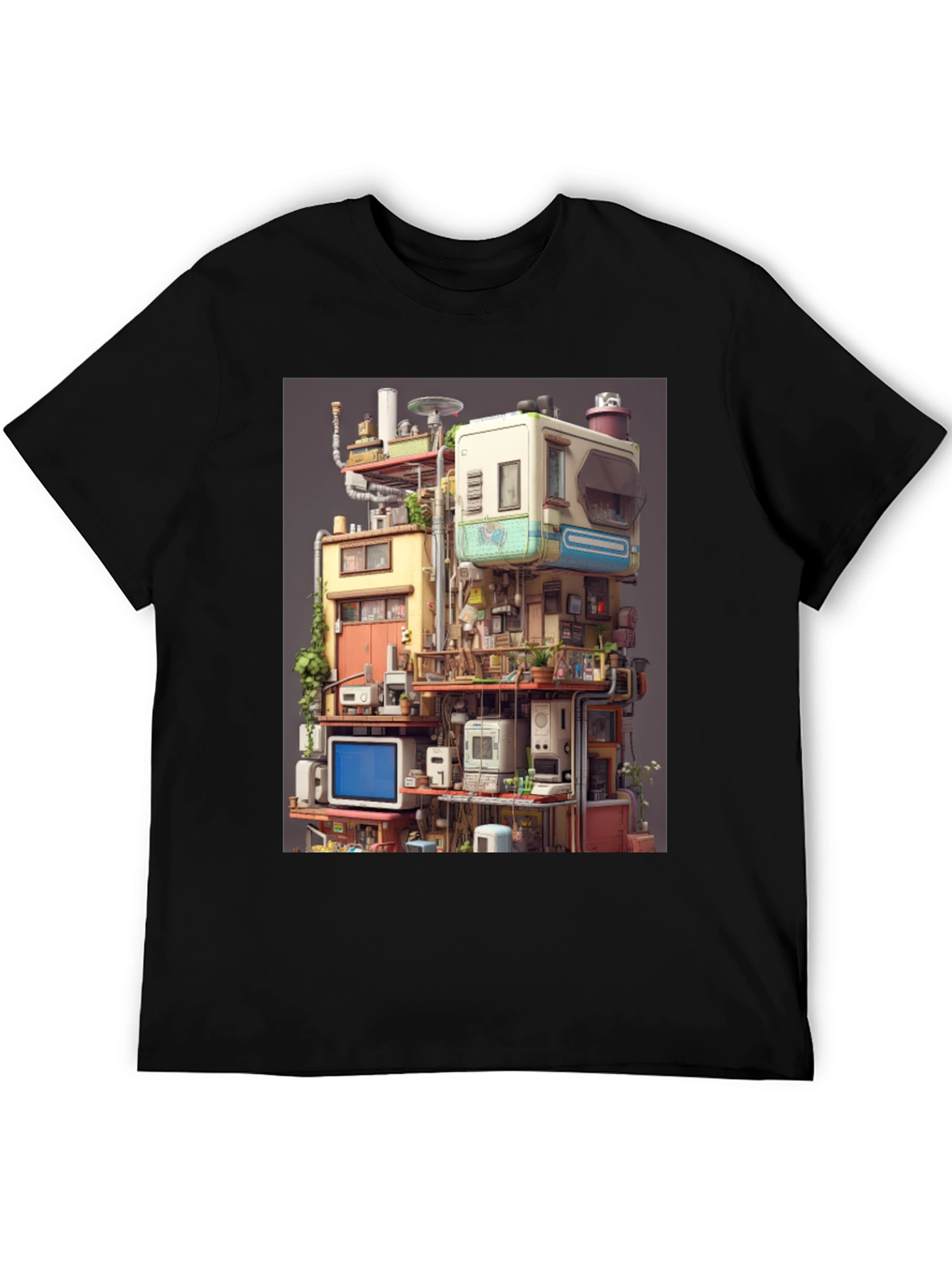 Retro Tech Building Graphic Tee