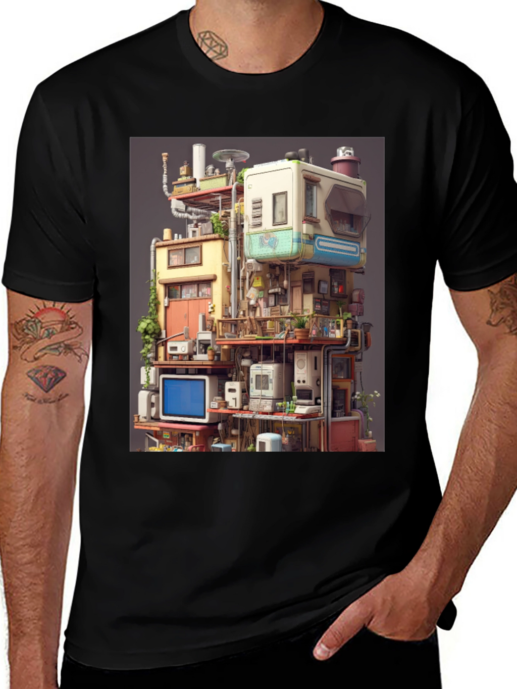Retro Tech Building Graphic Tee