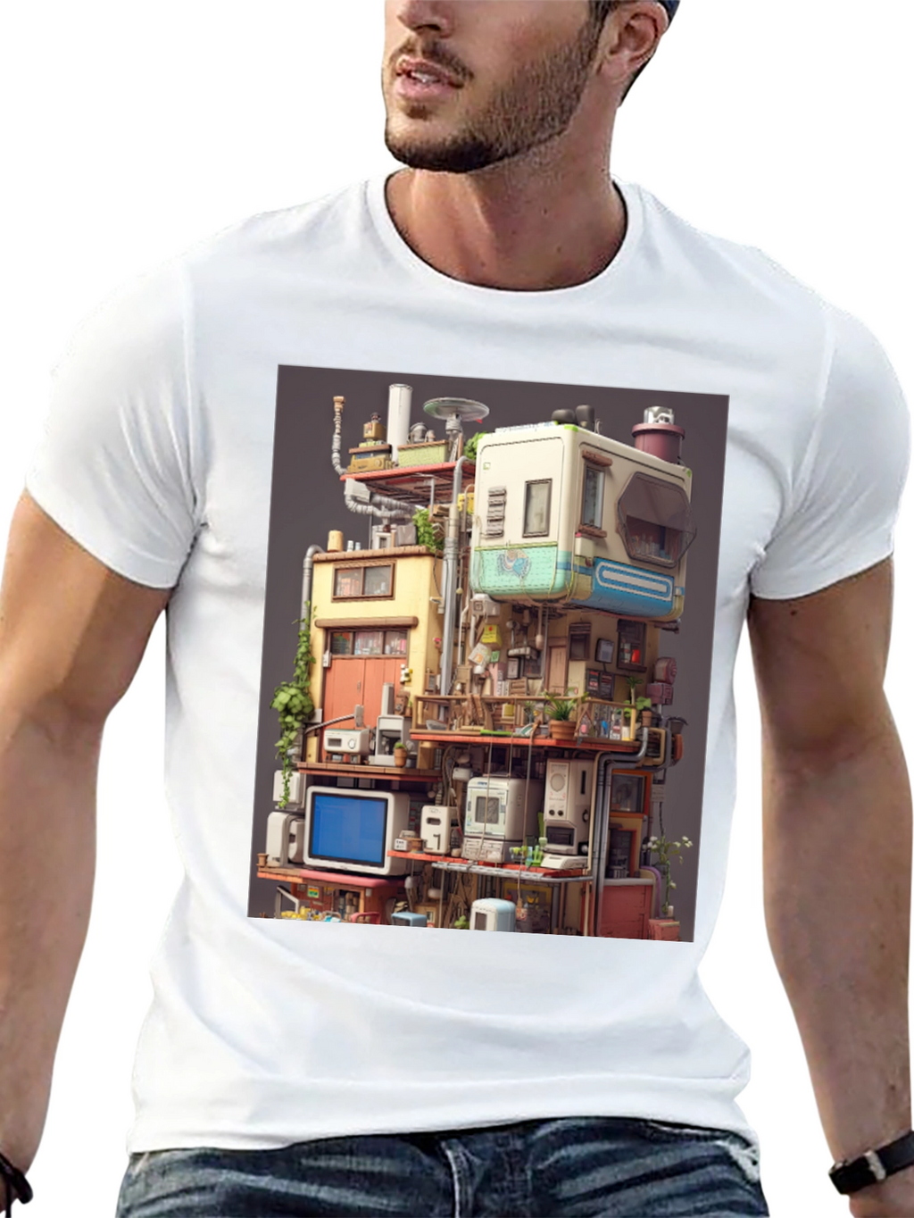 Retro Tech Building Graphic Tee