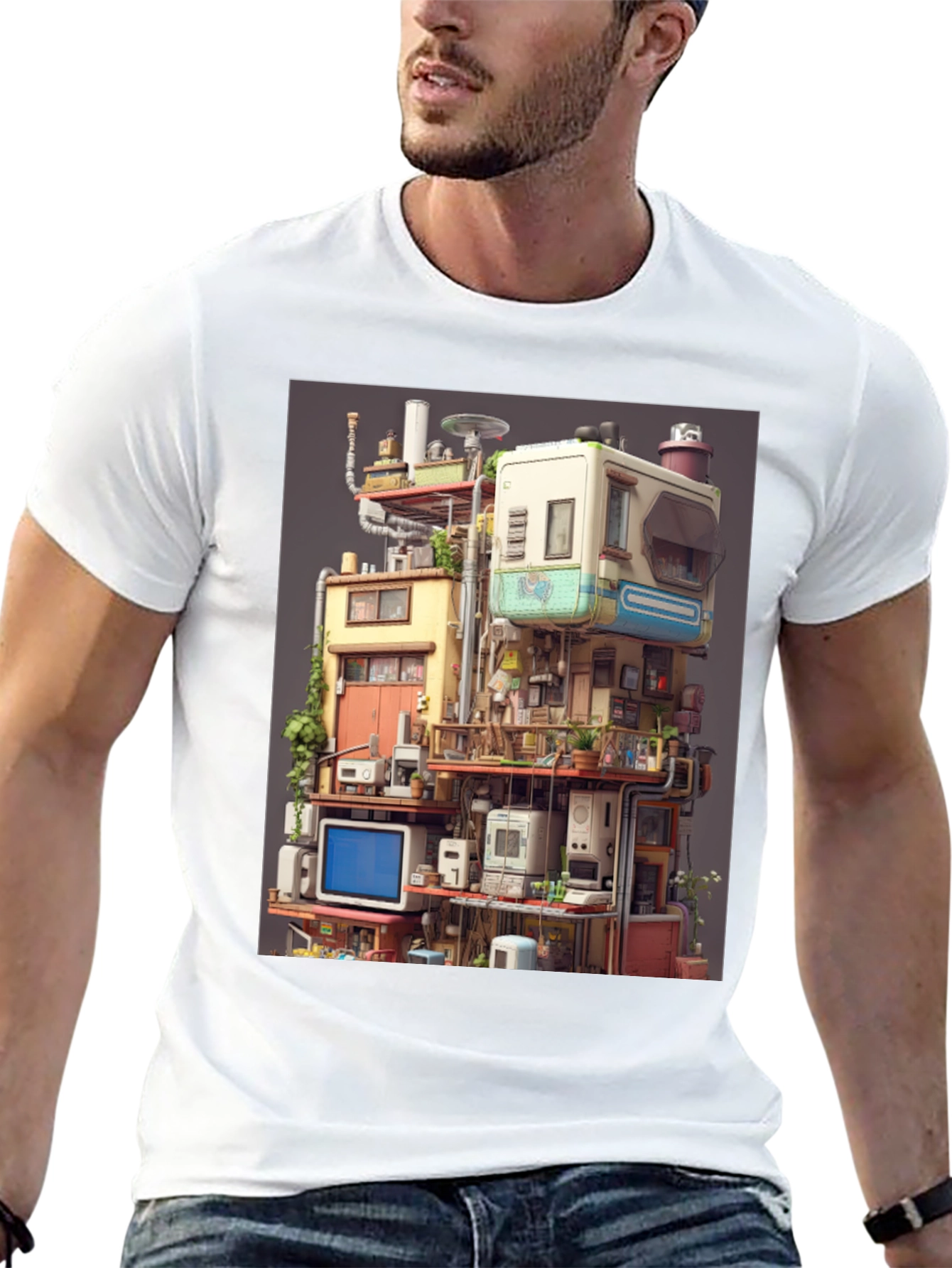 Retro Tech Building Graphic Tee