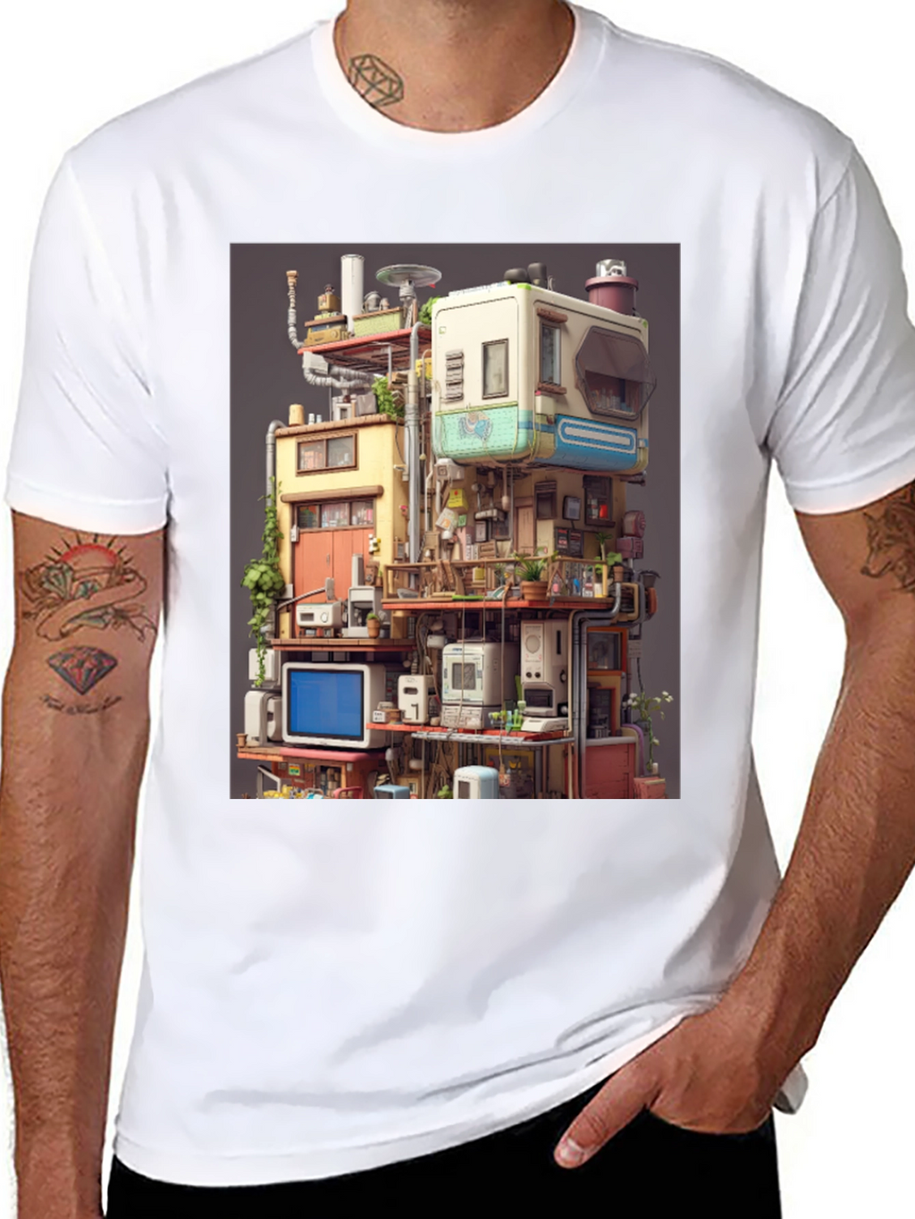 Retro Tech Building Graphic Tee