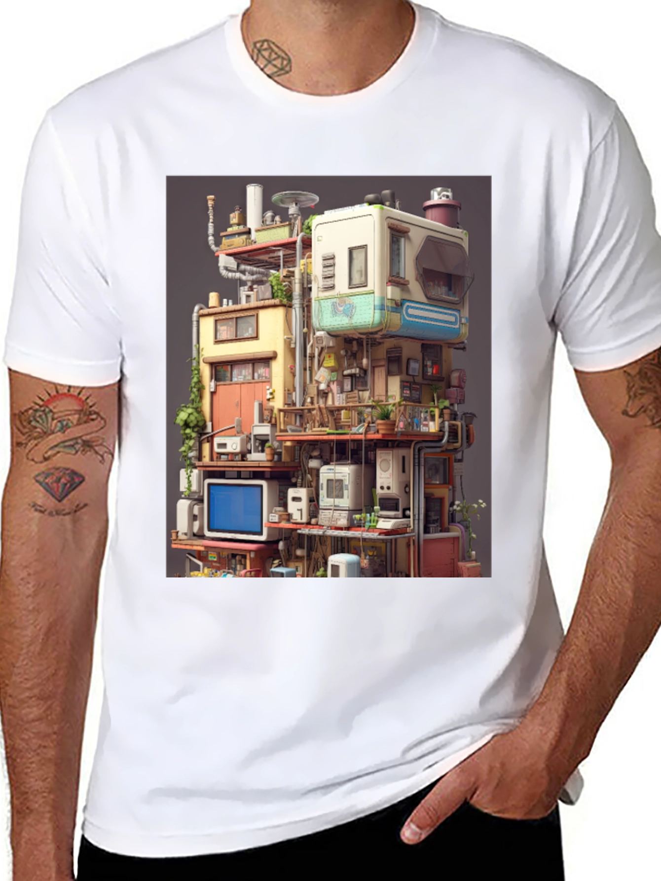 Retro Tech Building Graphic Tee