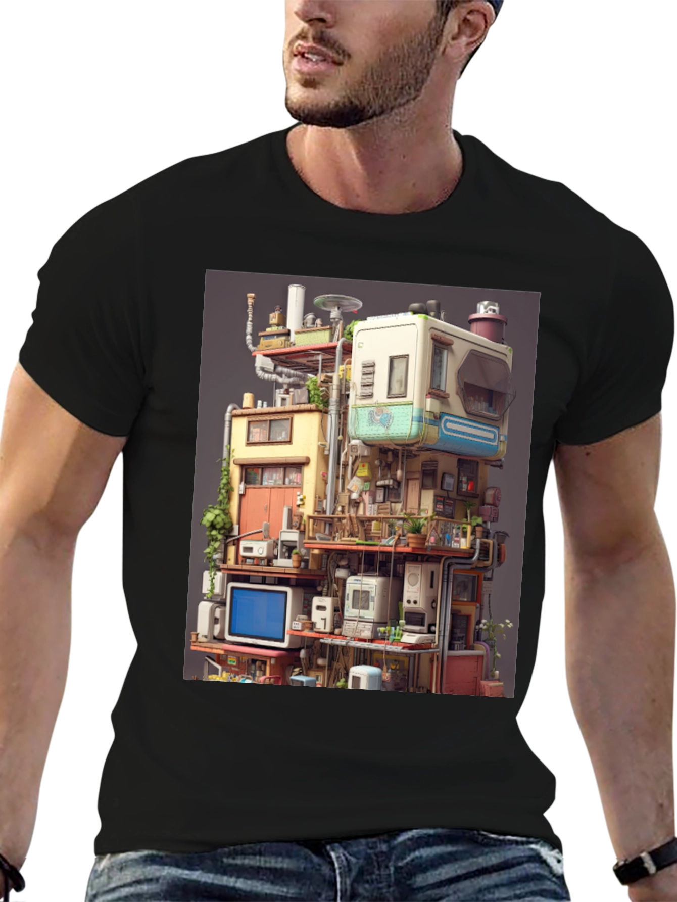 Retro Tech Building Graphic Tee