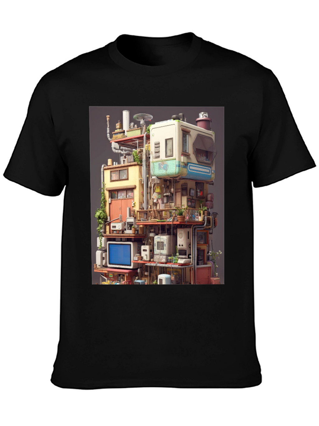 Retro Tech Building Graphic Tee