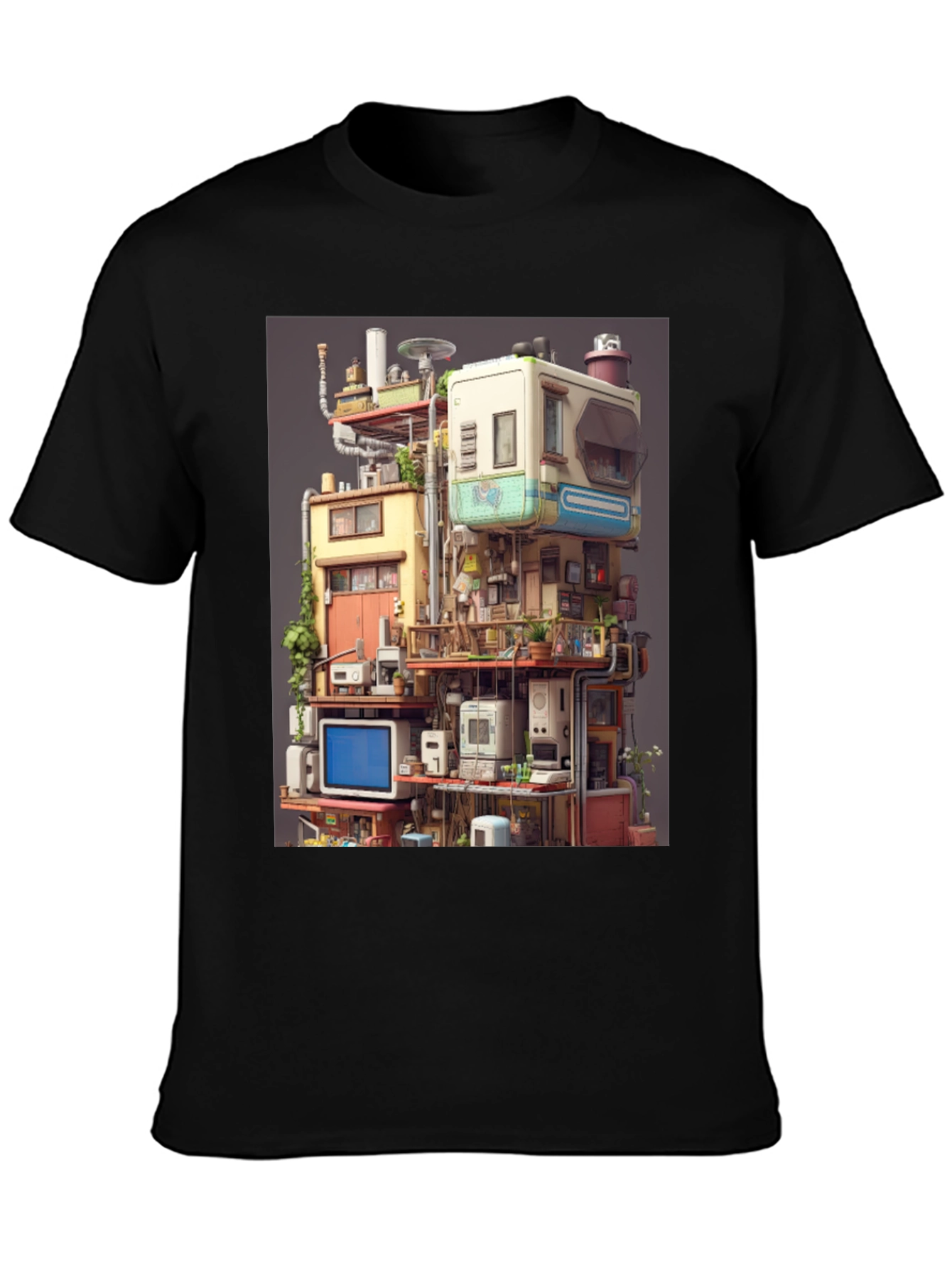 Retro Tech Building Graphic Tee