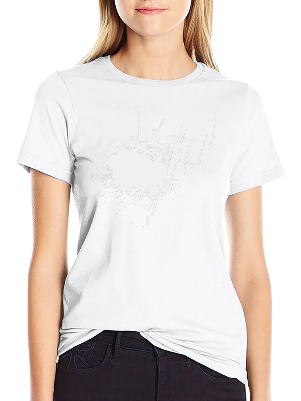 Abstract Splatter Print Black T-Shirt
