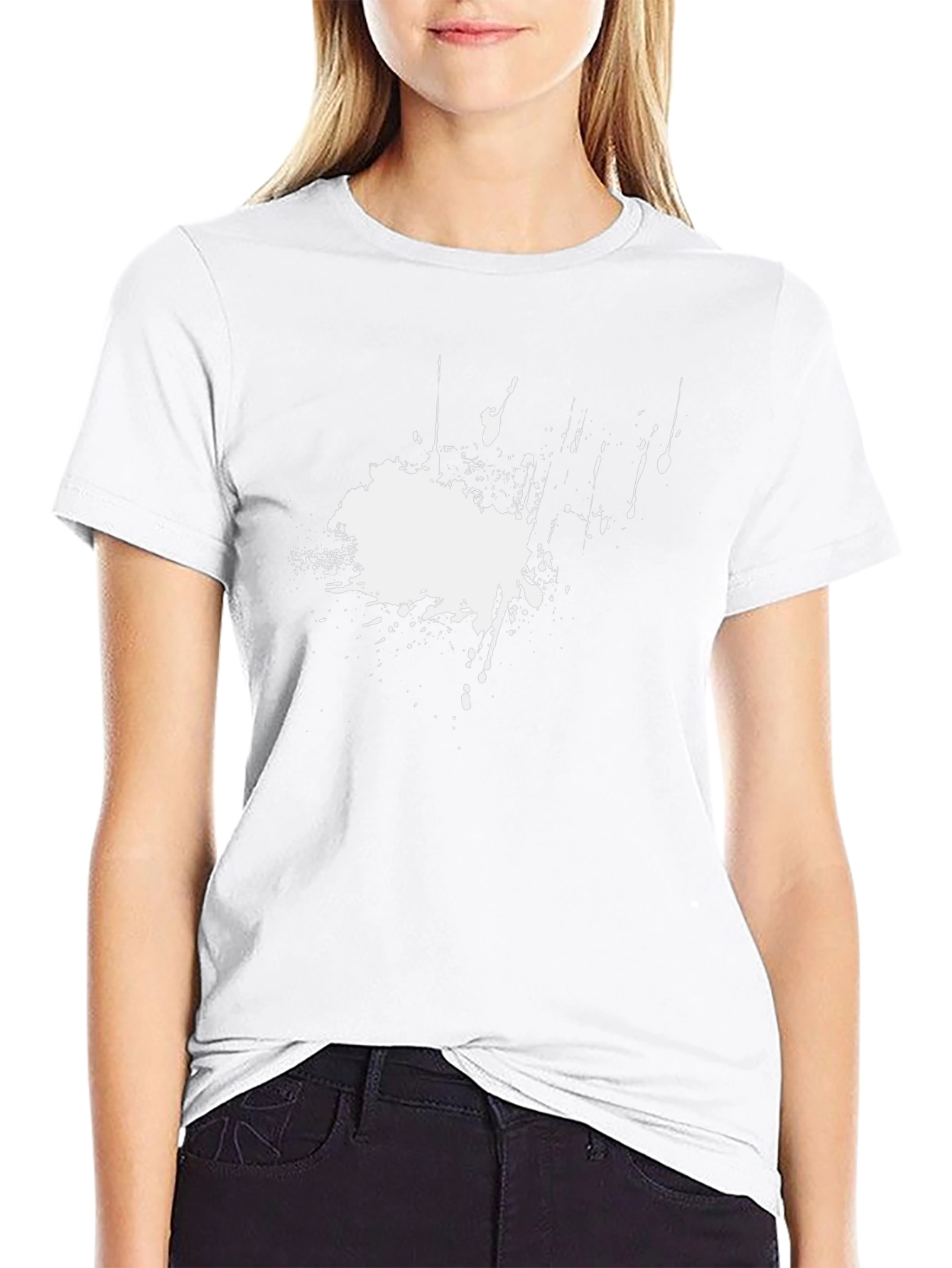 Abstract Splatter Print Black T-Shirt