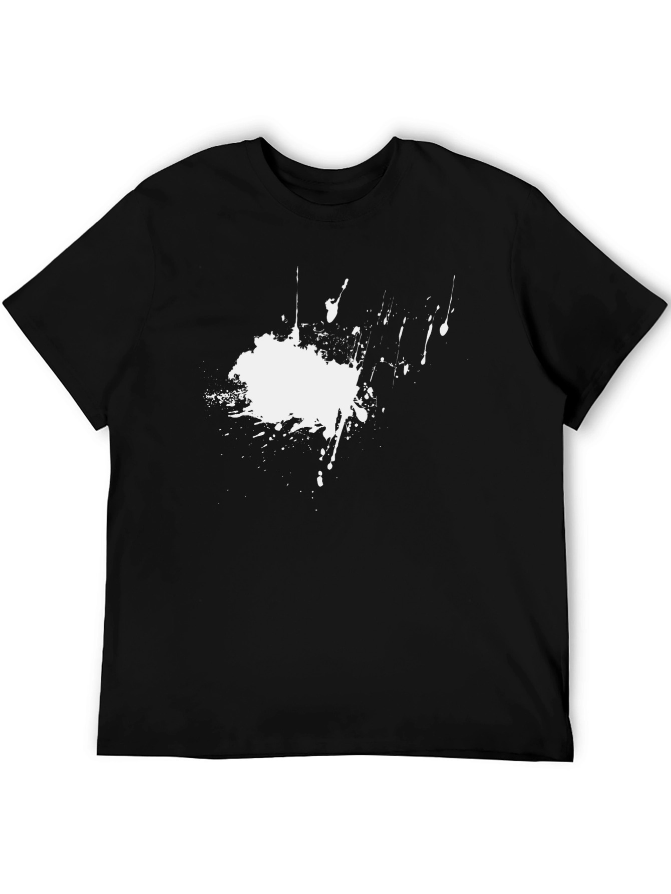 Abstract Splatter Print Black T-Shirt