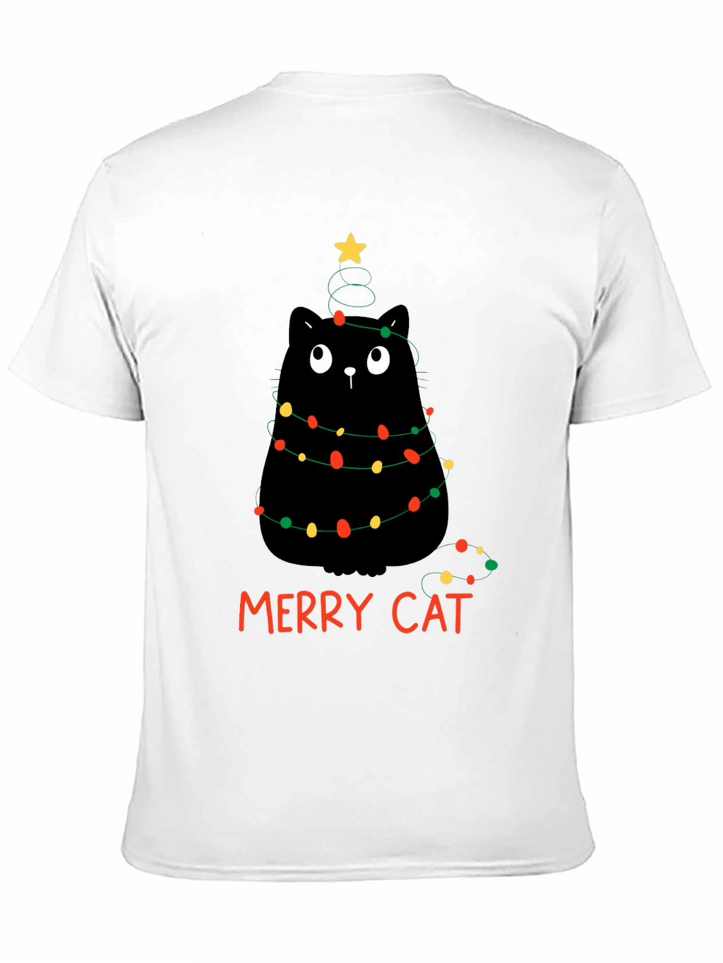 Merry Cat Christmas T-Shirt - Black