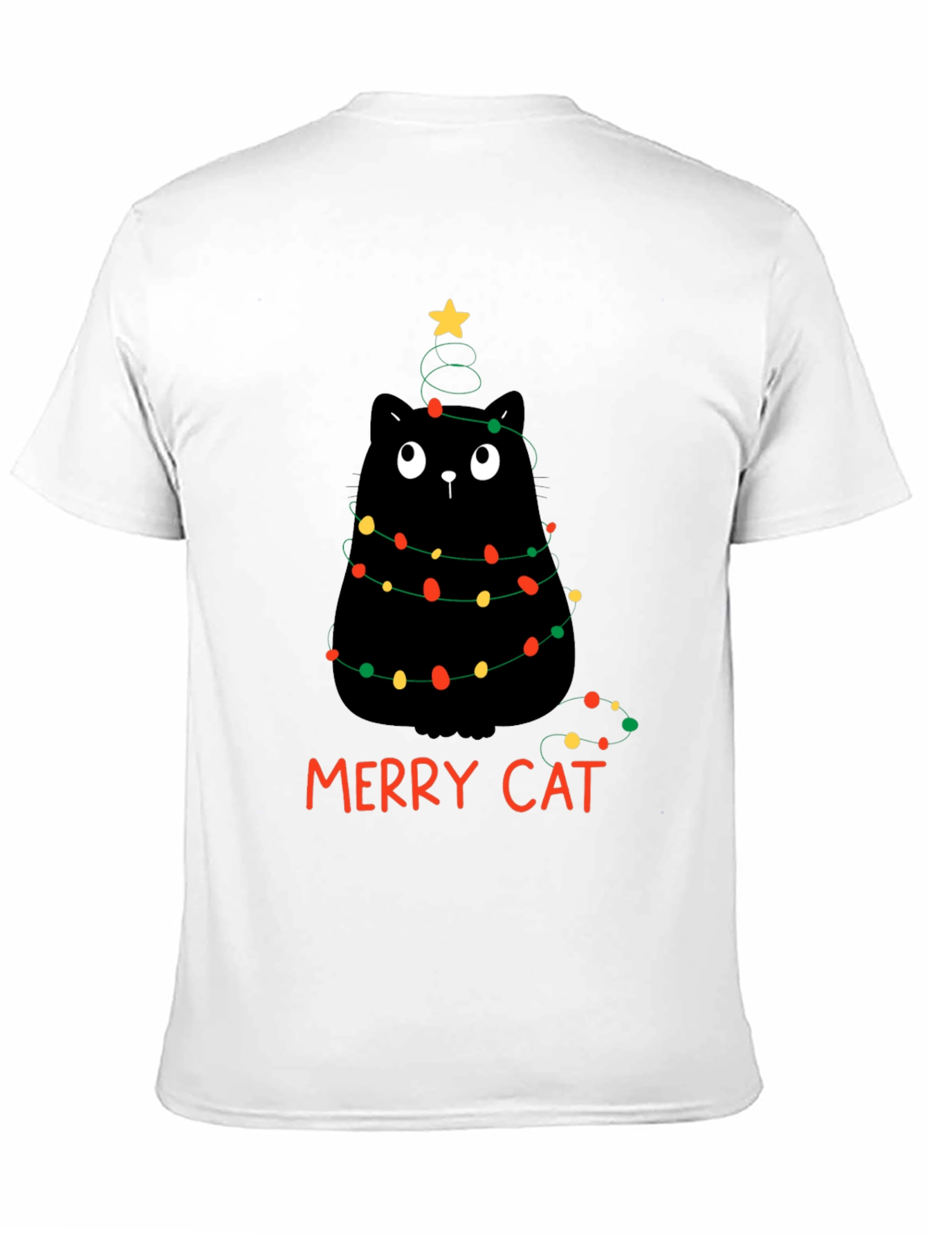 Merry Cat Christmas T-Shirt - Black
