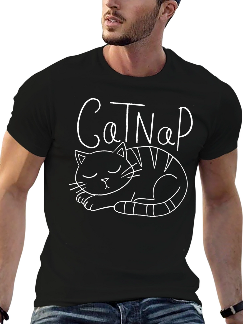 Cat Nap T-Shirt - Unisex Black Tee
