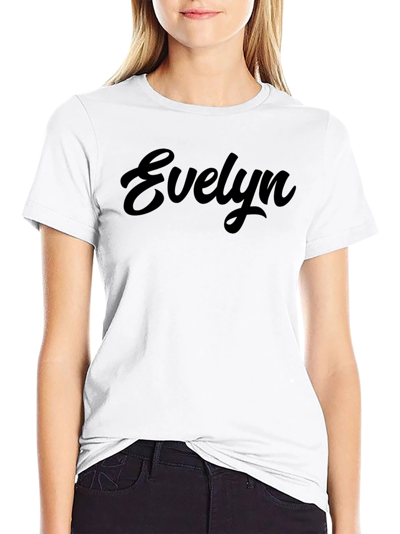 Evelyn Script Black T-Shirt - Casual Cotton Tee