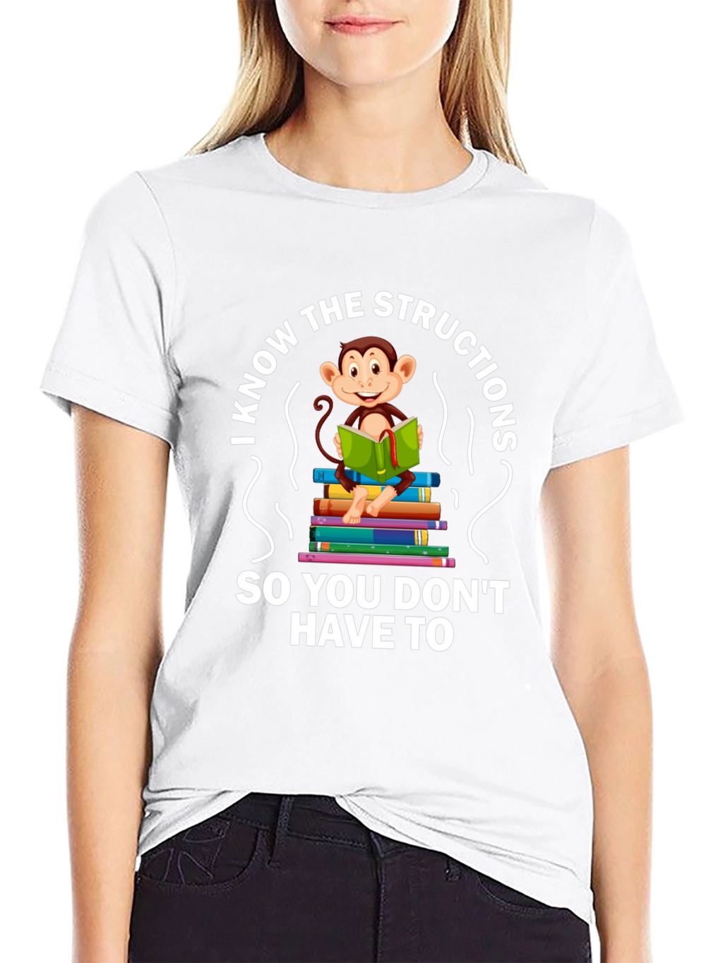 Funny Monkey Reading T-Shirt - I Know The Instructions