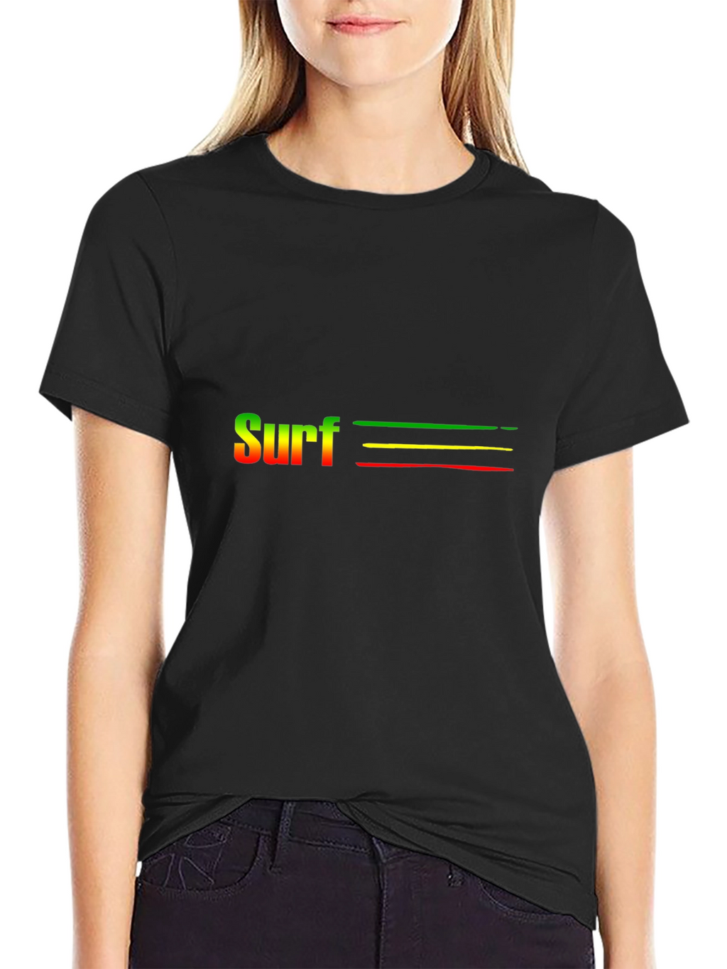 Rasta Surf T-Shirt - Casual Black Tee