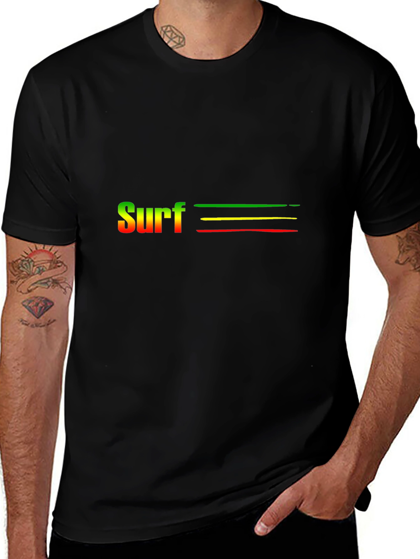 Rasta Surf T-Shirt - Casual Black Tee