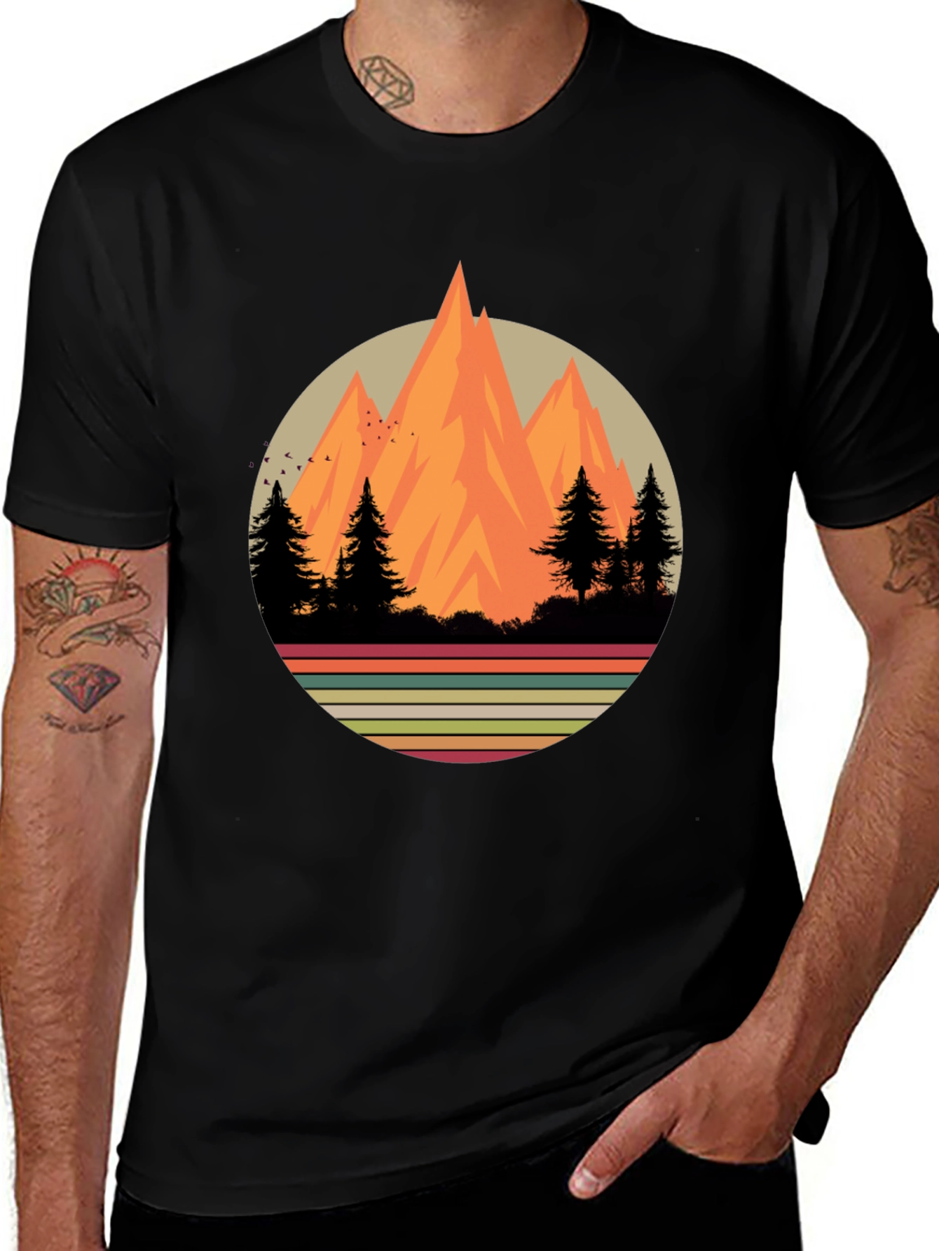 Retro Mountainscape Graphic Tee