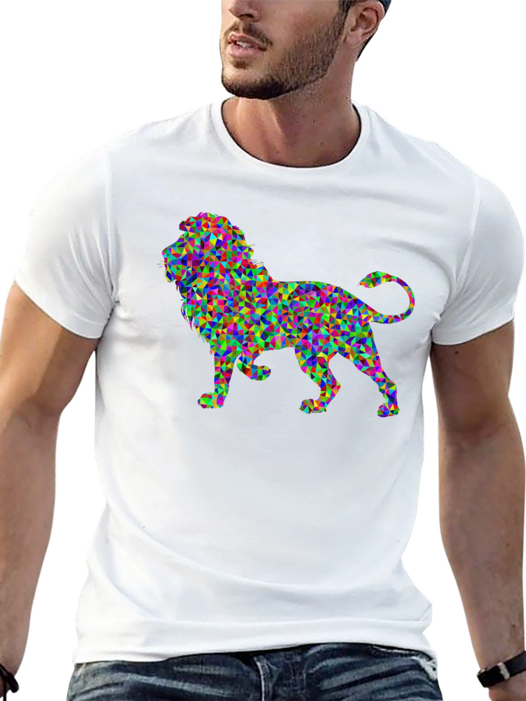Geometric Lion Graphic T-Shirt