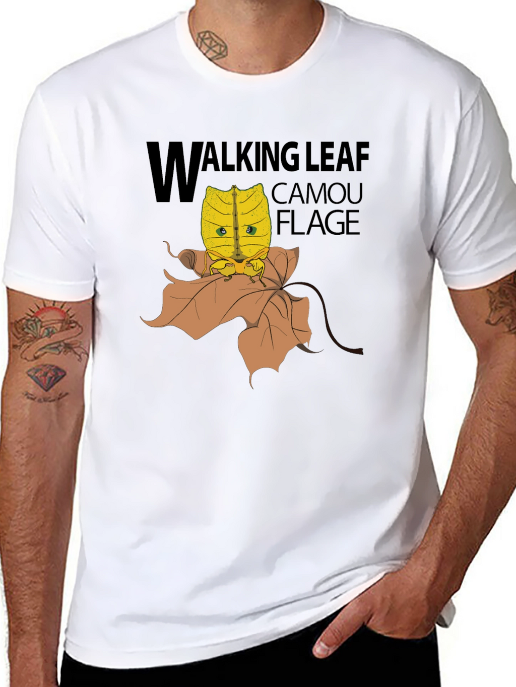 Walking Leaf Camouflage T-Shirt - Unique Insect Design