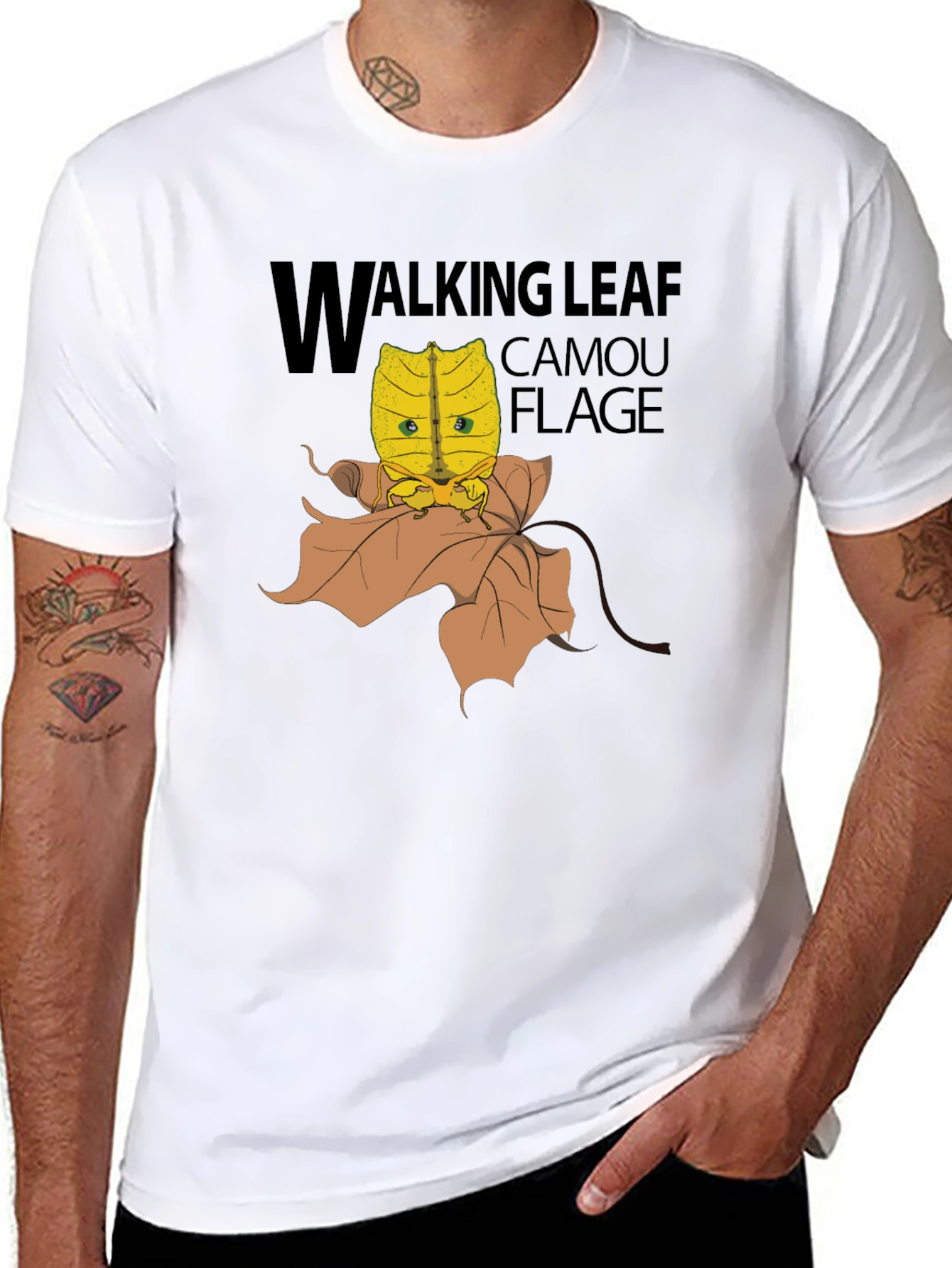 Walking Leaf Camouflage T-Shirt - Unique Insect Design