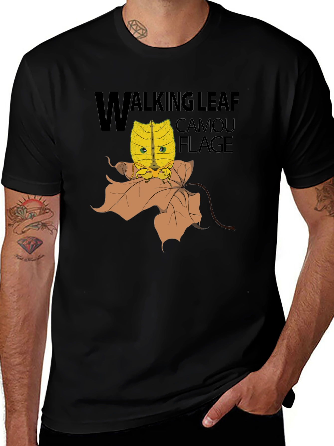 Walking Leaf Camouflage T-Shirt - Unique Insect Design