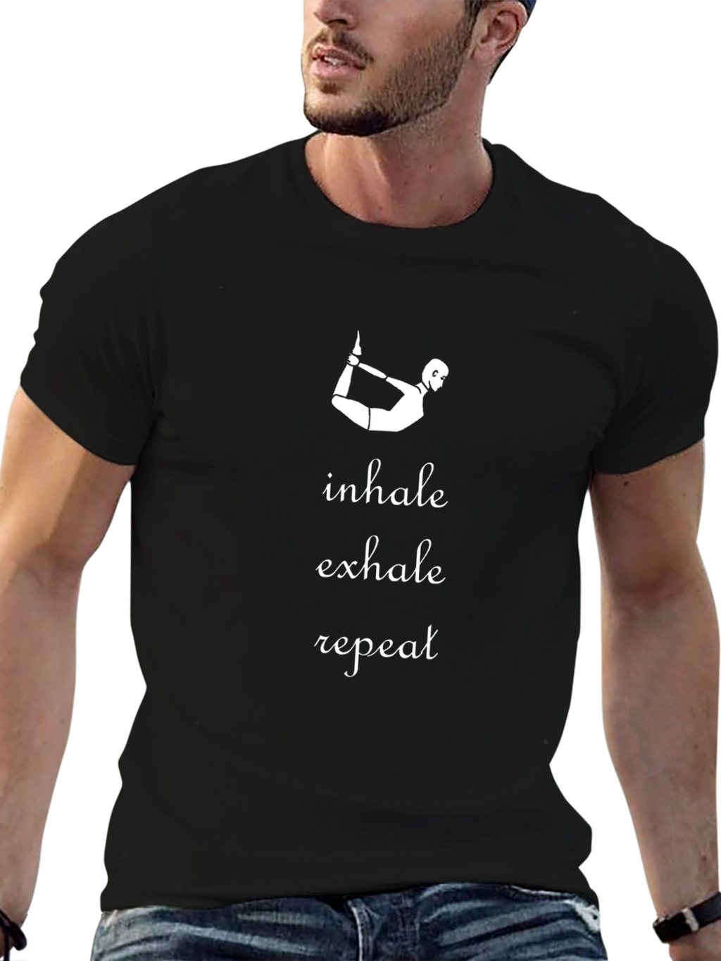 Inhale Exhale Repeat Yoga Tee - Black