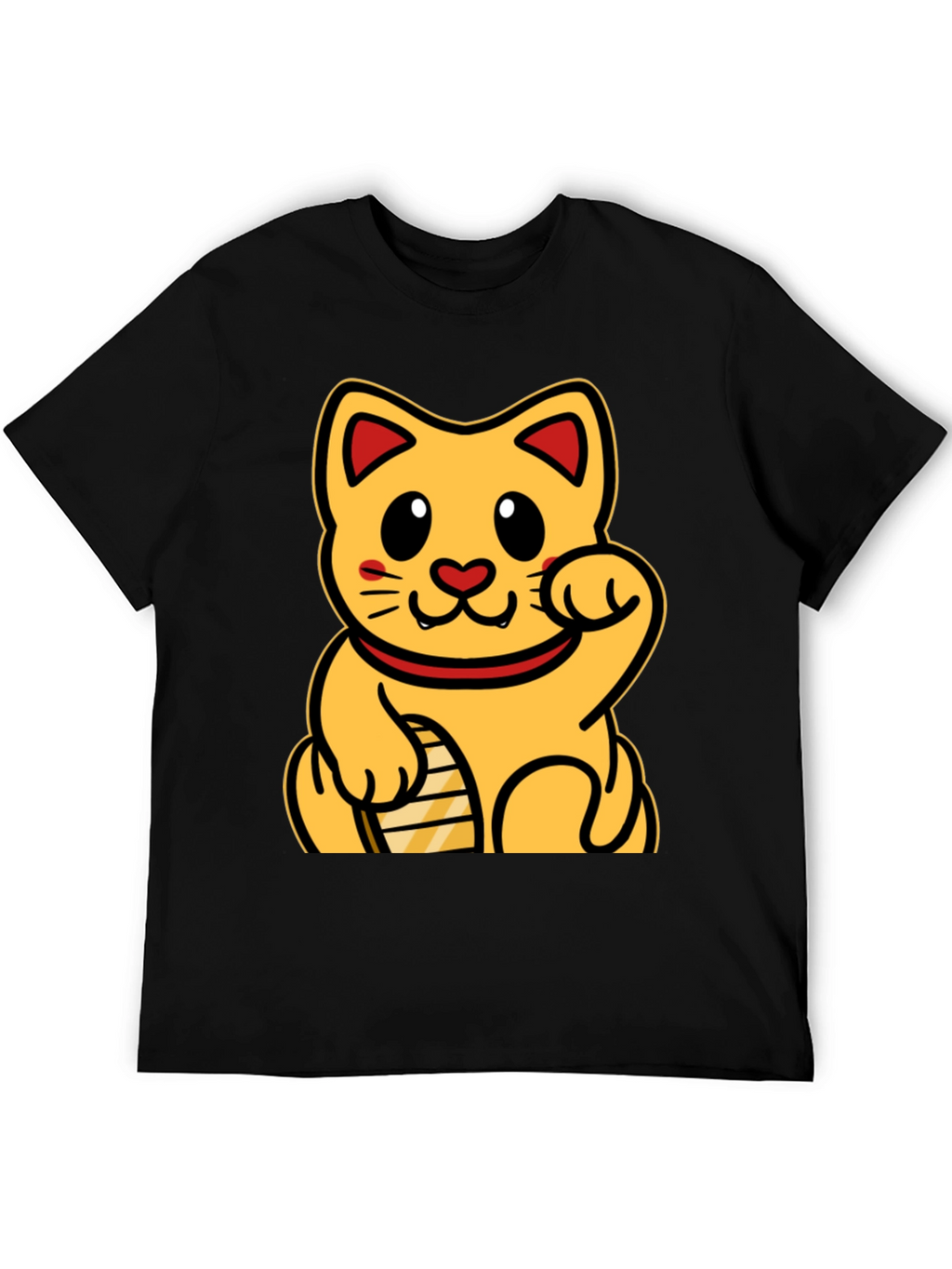 Lucky Cat Graphic T-Shirt - Black