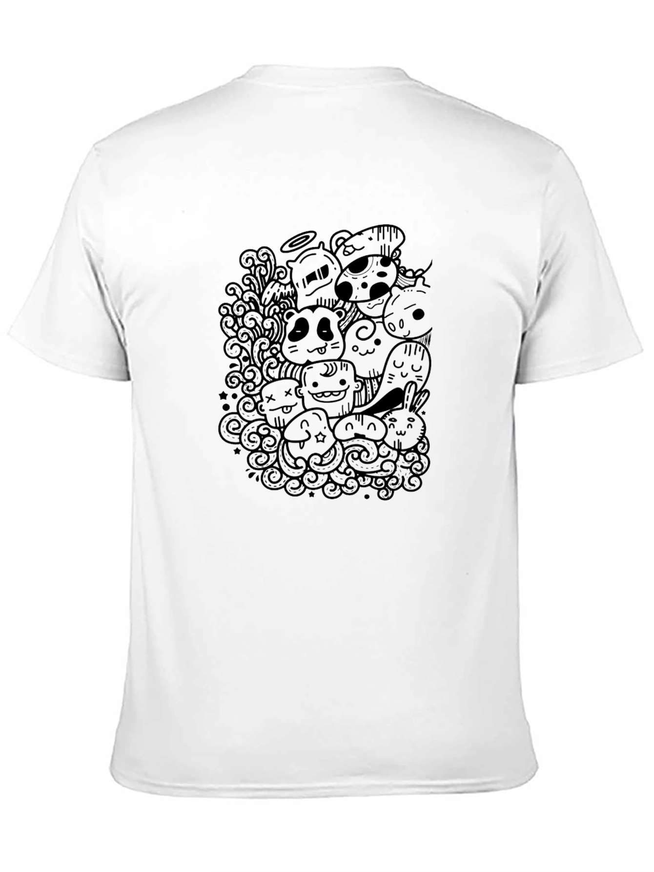 Cartoon Doodle Black T-Shirt