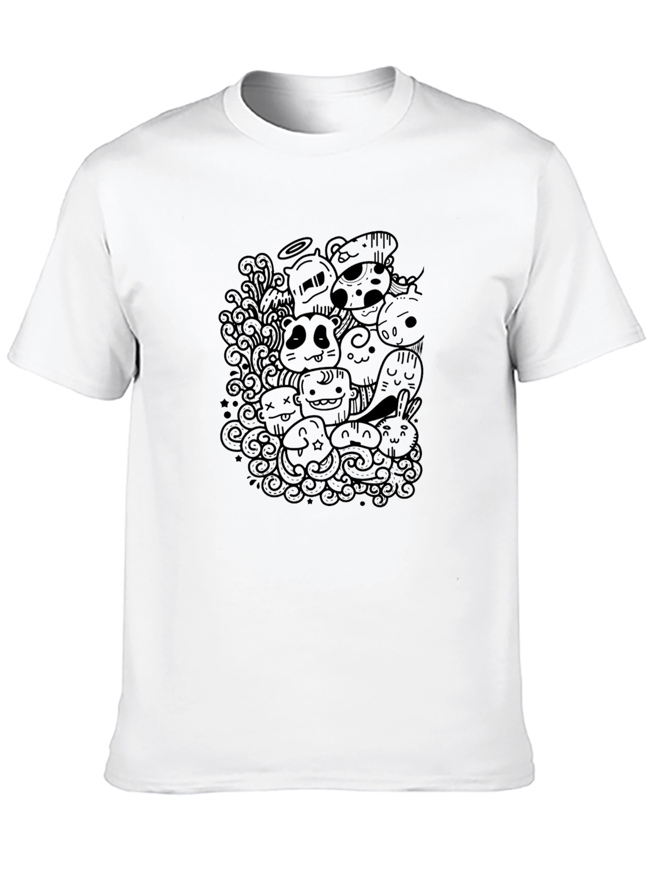 Cartoon Doodle Black T-Shirt