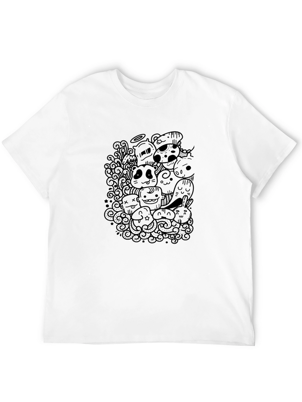 Cartoon Doodle Black T-Shirt
